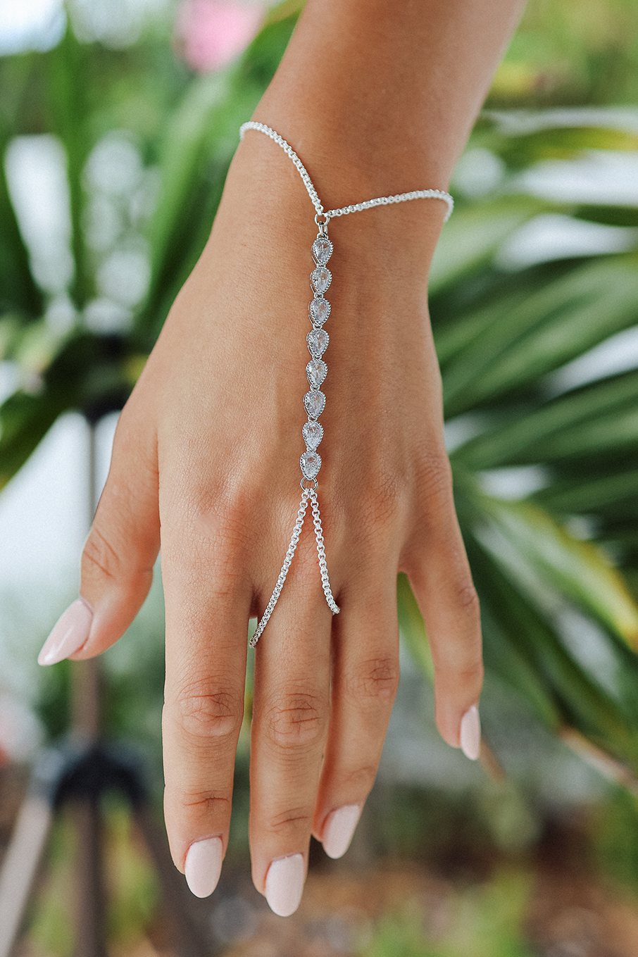Crystal Rain Hand Bracelet - Silver