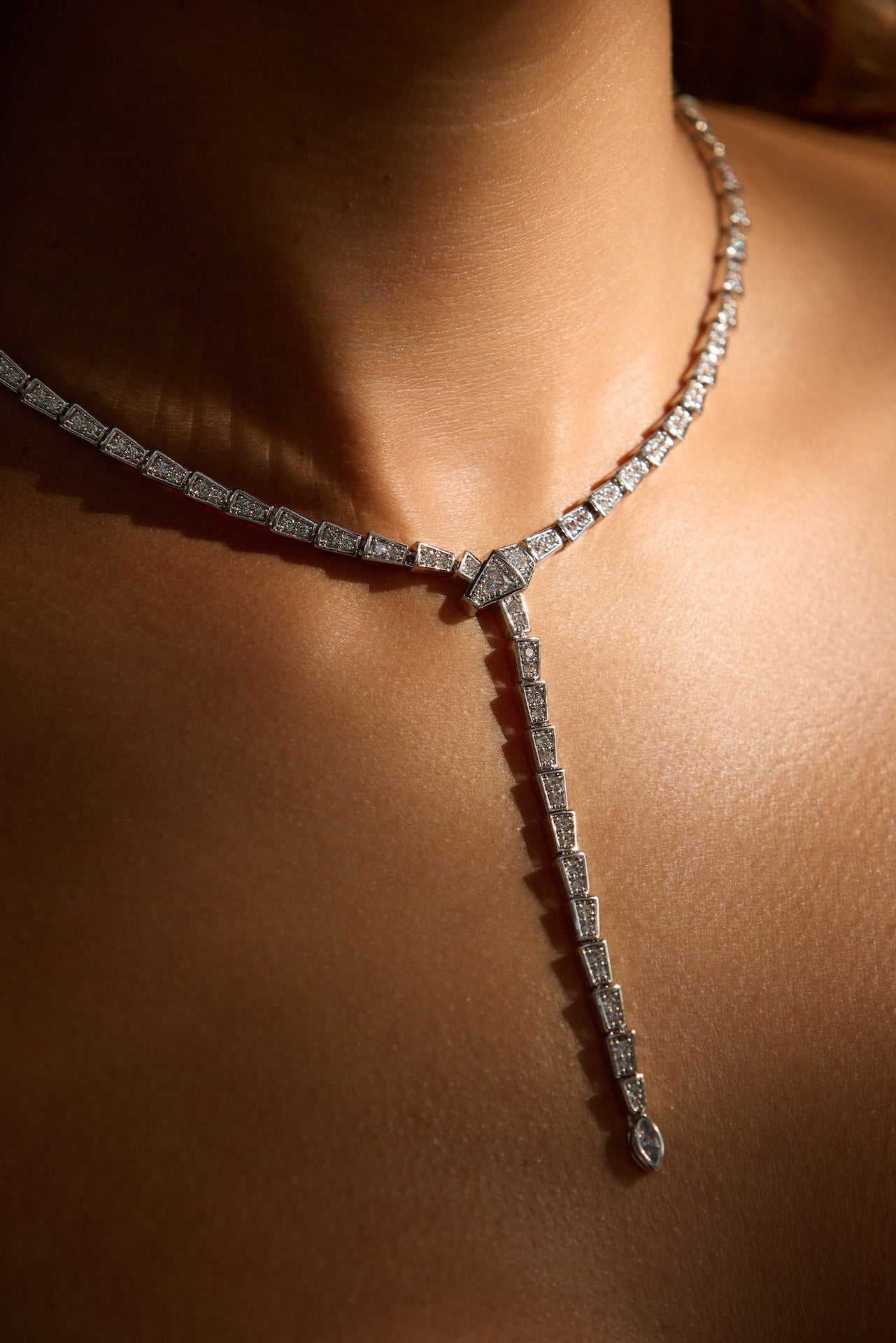 Crystal Slither Choker - Rhodium