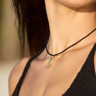 Lucky Fish Necklace - Black