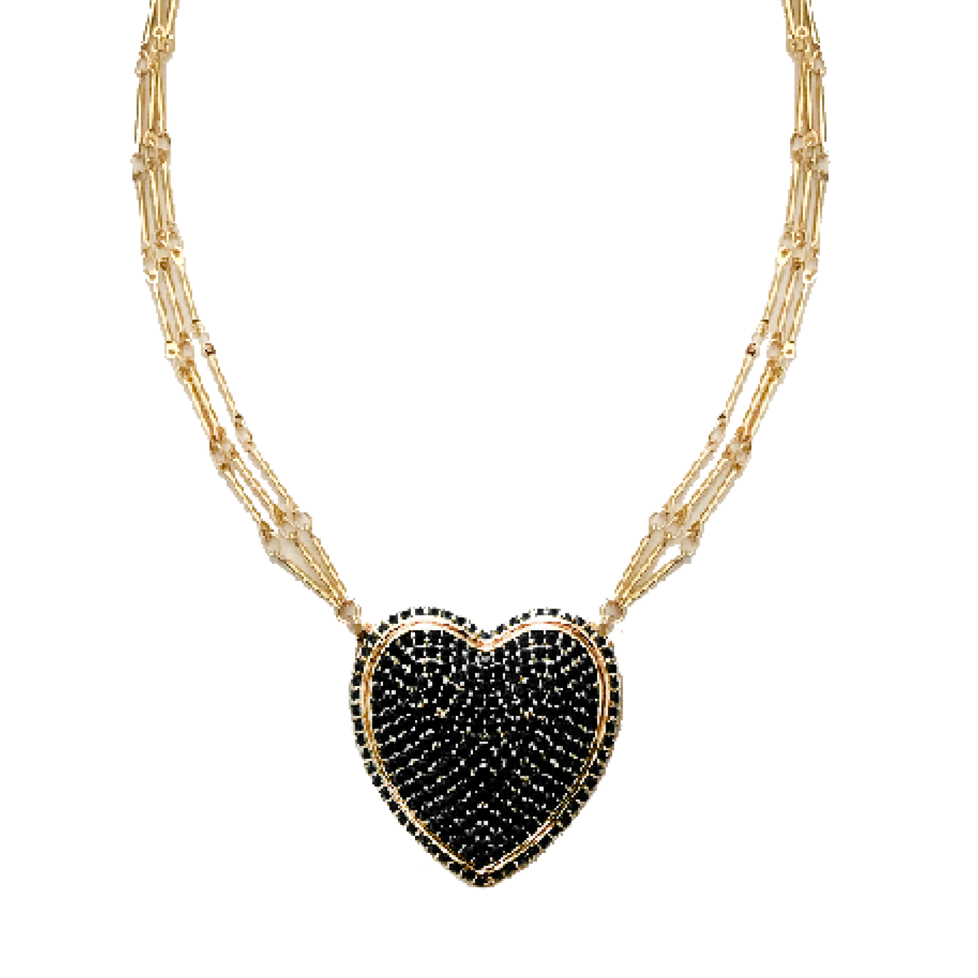 Chained Pave Heart Necklace - Black