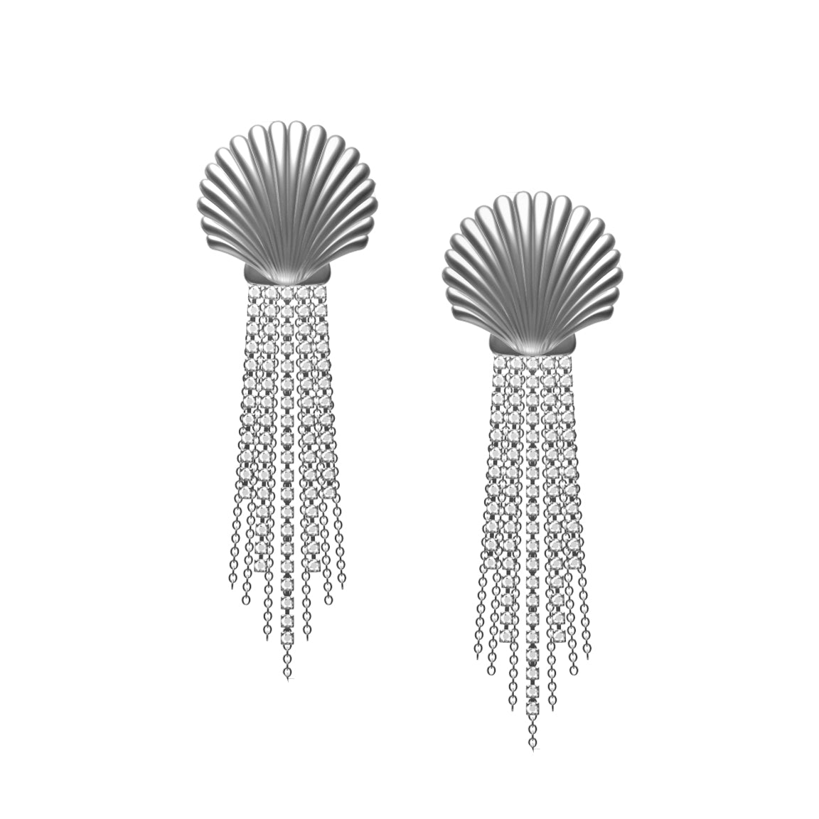 Scallop Shell Drops - Rhodium